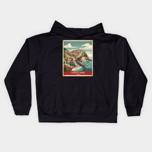 Cinque Terre Italy Vintage Tourism Travel Poster Kids Hoodie